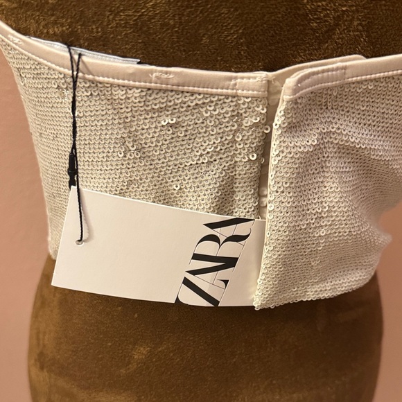 Zara Cream Strapless Crop Top - Picture 4 of 9